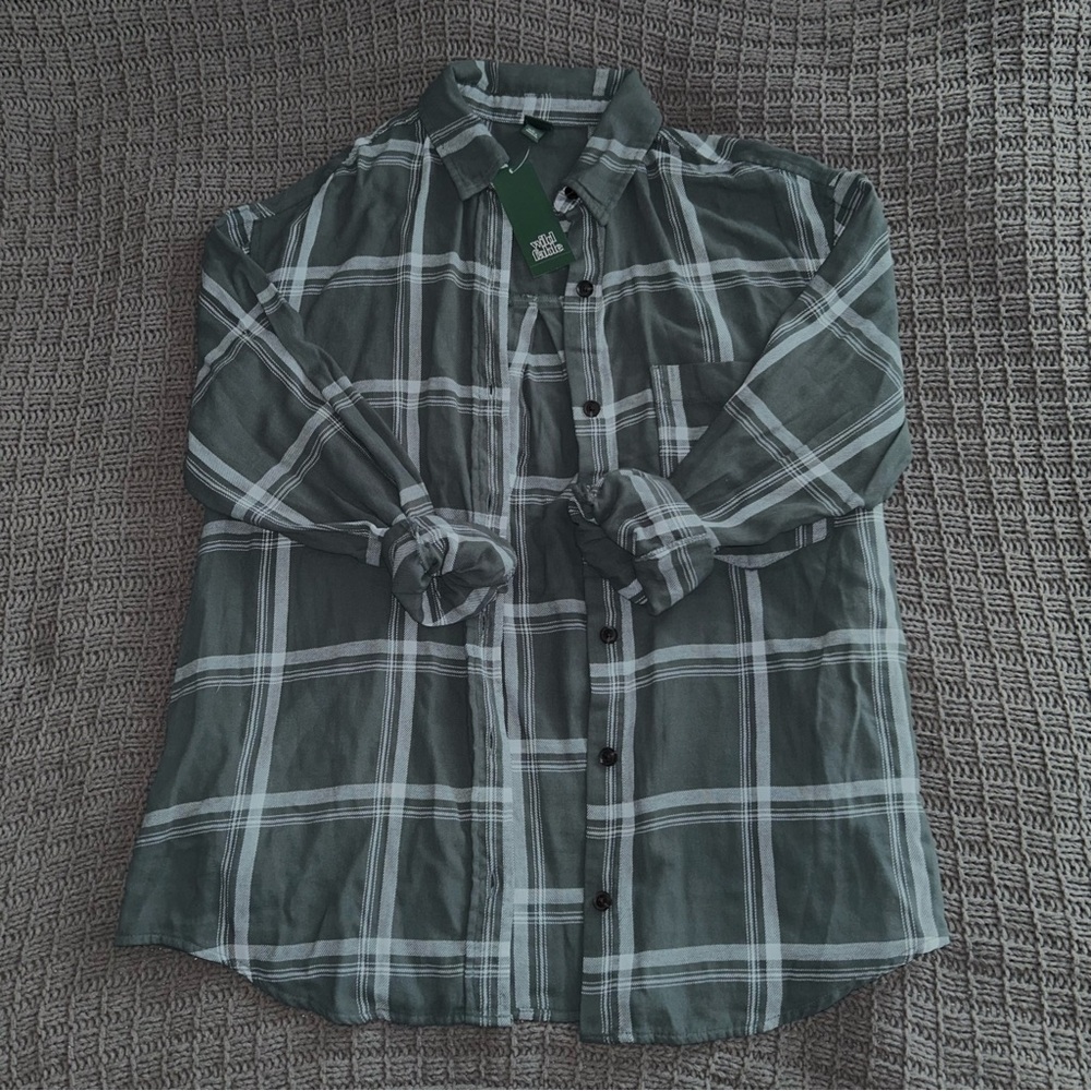 Wild Fable Green Plaid Flannel